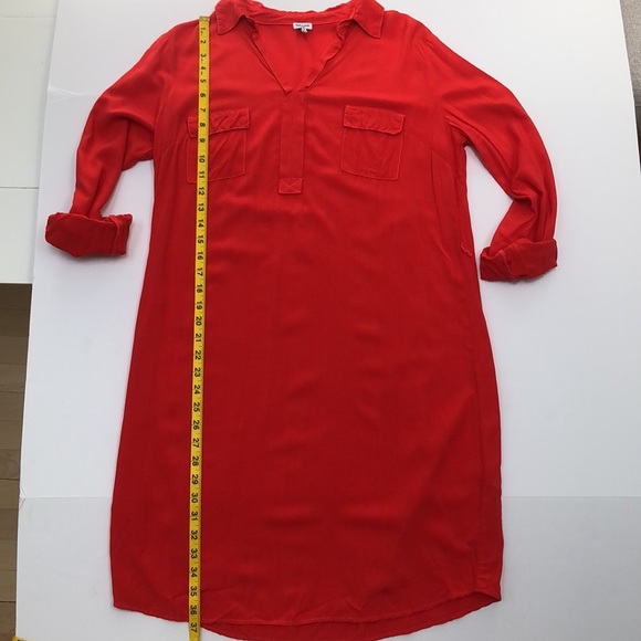 Splendid dress - two front pockets with tie belt - tomato red - L - Picture 5 of 8
